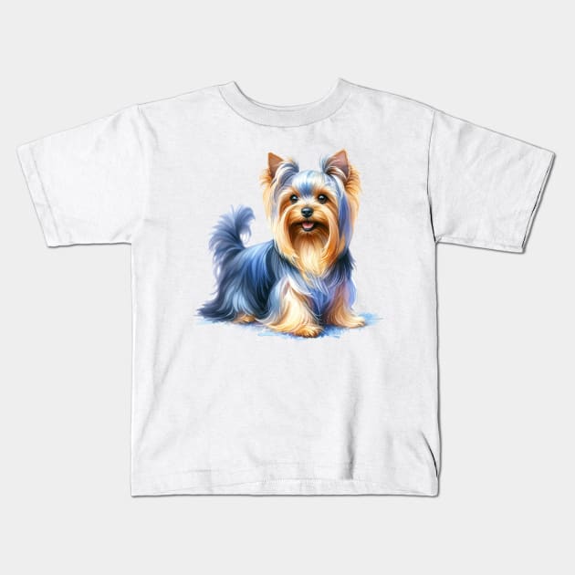 Silky Terrier Watercolor - Beautiful Dog Kids T-Shirt by Edd Paint Something